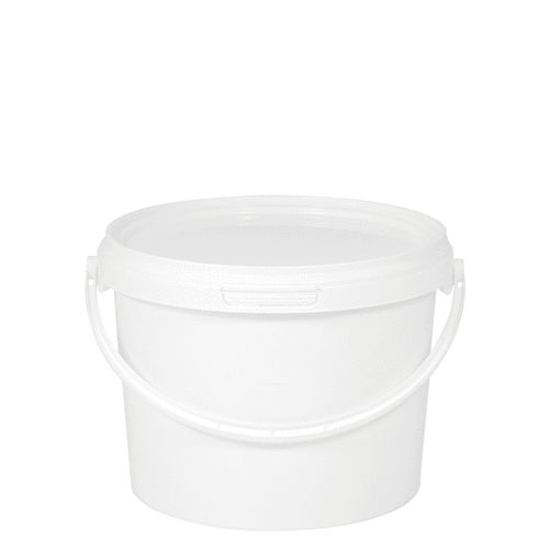 Kunststoffeimer 2,3 Liter, rund, weiß, mit Deckel, Kunststoffbügel