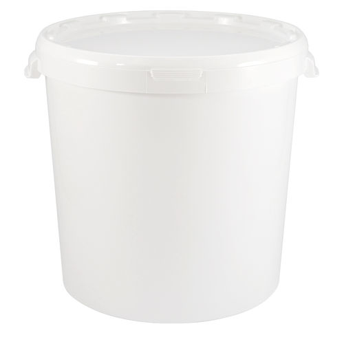 Kunststoffeimer 30,0 Liter, rund, weiß, mit Deckel (Hobbock)