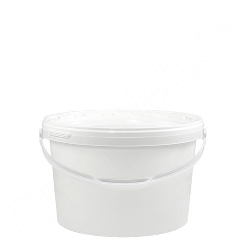 Kunststoffeimer 3,5 Liter, oval, weiß, mit Deckel und Kunststoffbügel