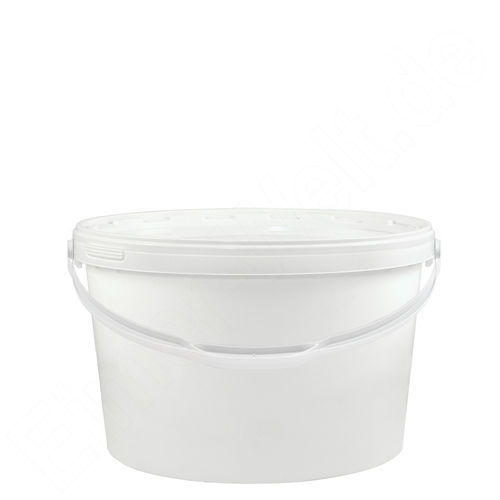 Kunststoffeimer 5,5 Liter, oval, weiß, mit Deckel und Kunststoffbügel