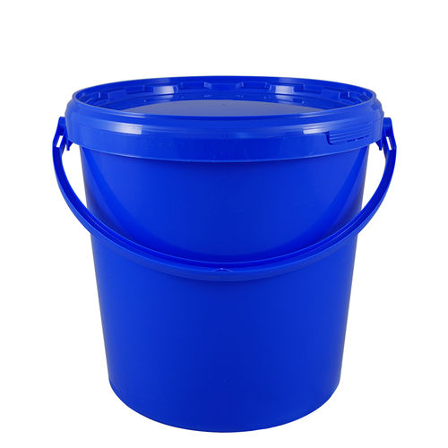 Kunststoffeimer 10,7 Liter, rund, blau, mit Deckel und Kunststoffbügel