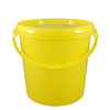 Kunststoffeimer 10,7 Liter, rund, gelb, mit Deckel und Kunststoffbügel