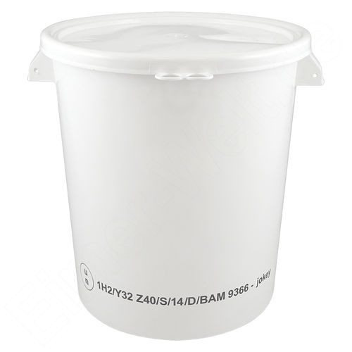 Kunststoffeimer 30 Liter (Hobbock), rund, weiß, mit Deckel, UN-Zulassung