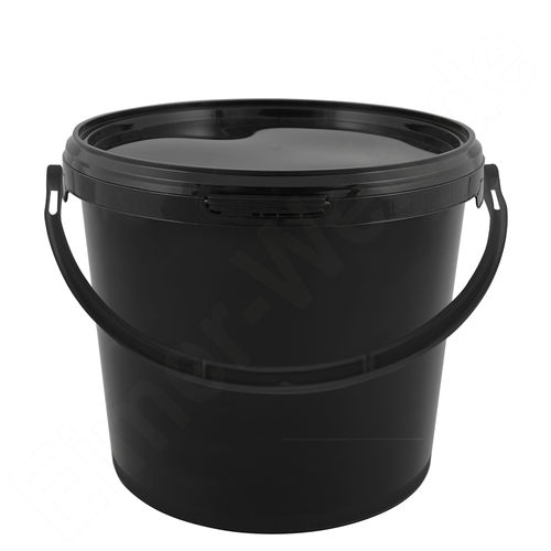 Kunststoffeimer 5,6 Liter, rund, schwarz, mit Deckel und Metallbügel