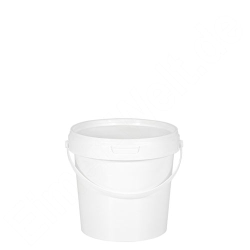 Kunststoffeimer 0,6 Liter, rund, weiß, mit Deckel und Kunststoffbügel