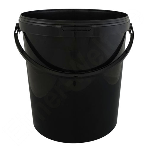 Kunststoffeimer 15,0 Liter, rund, schwarz aus Regenerat, Kunststoffbügel - ohne Deckel - Restposten